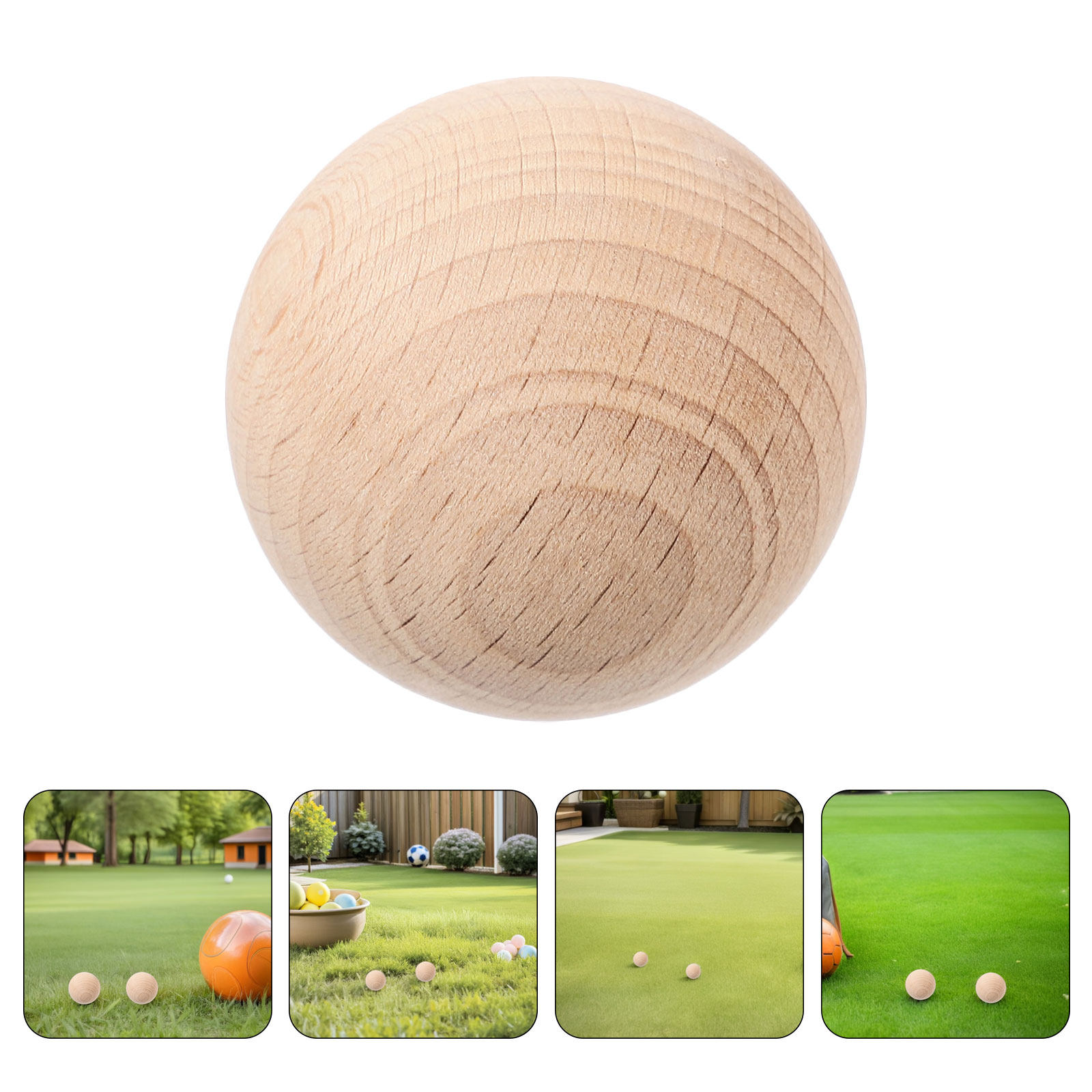 Croquet Set Lawn - 4Pcs Natural Wood Croquet Balls Smooth