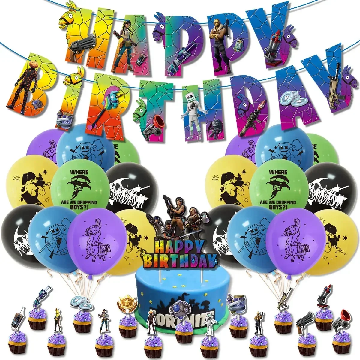 Hot Game Fortnite Theme DIY Ba - Party Games Kids Birthday recension och pris