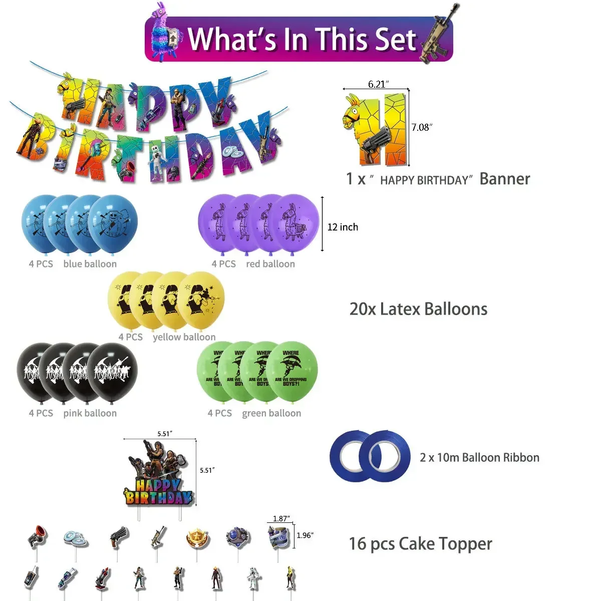Hot Game Fortnite Theme DIY Ba - Party Games Kids Birthday recension och pris