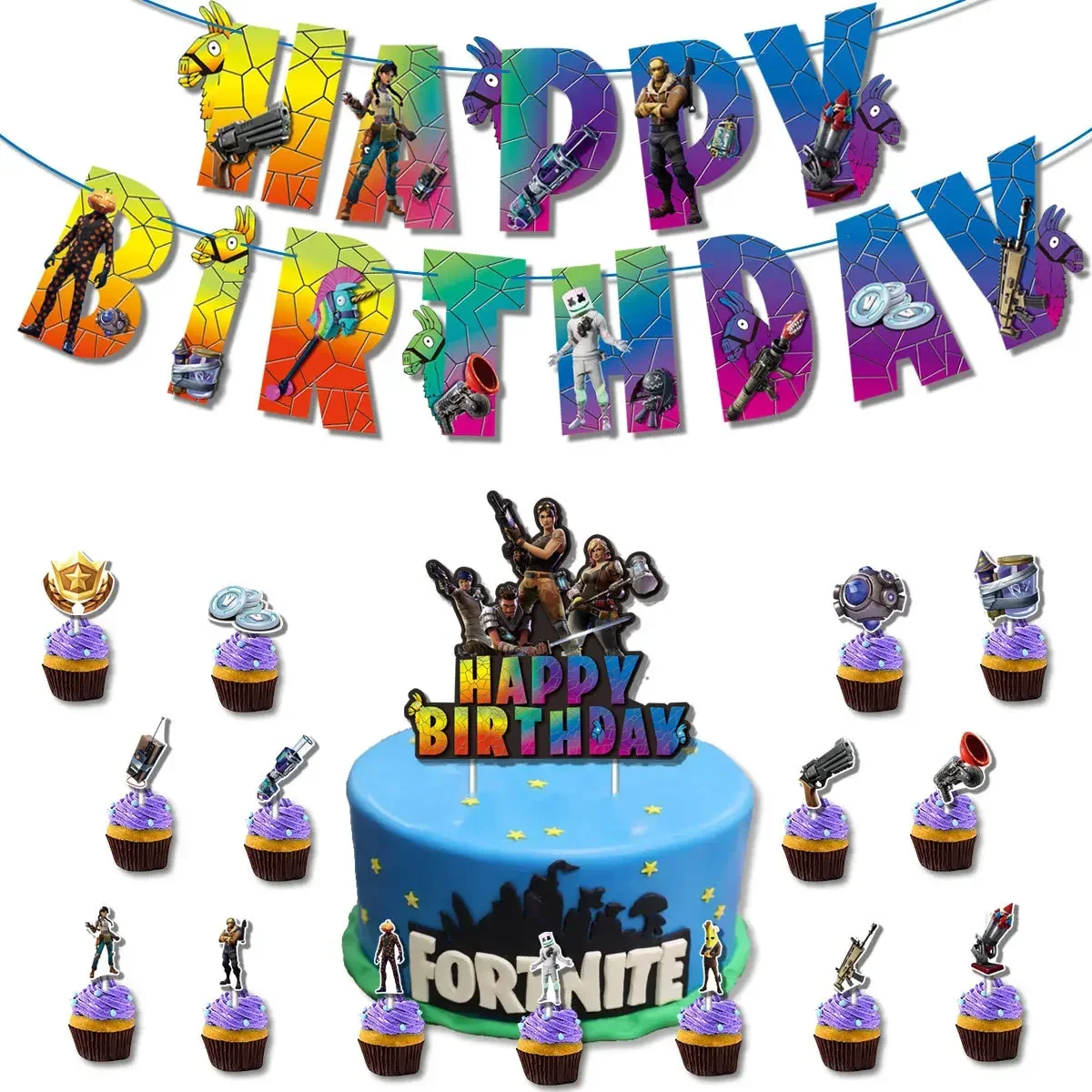 Hot Game Fortnite Theme DIY Ba - Party Games Kids Birthday recension och pris